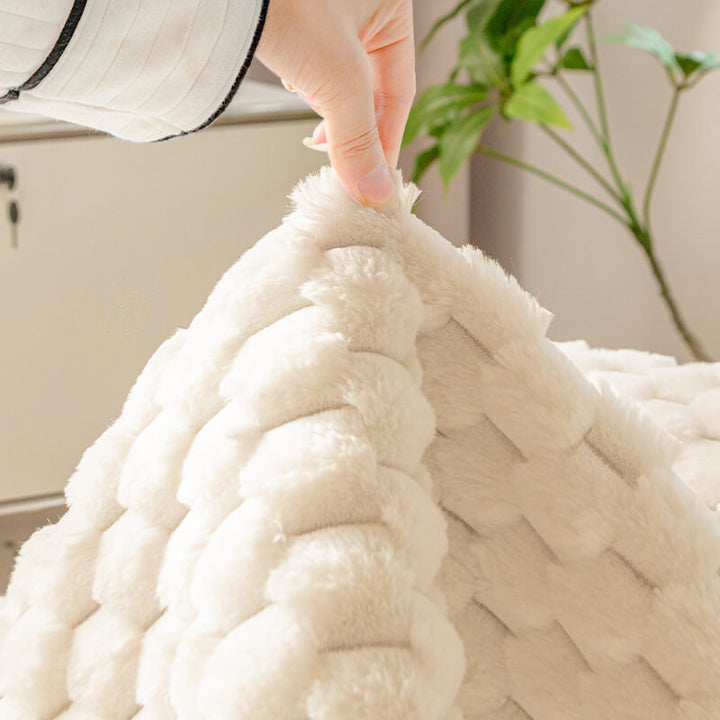 Fluffy Plush Striped Furniture Protector Couch Cover - Non-Slip | Stornfield