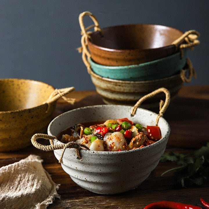 Fortessa ceramic bowl with hemp rope handle | Stornfield