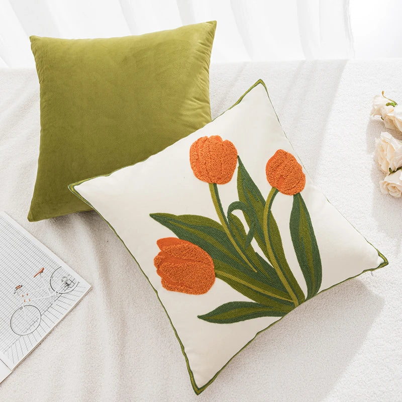 Embroidered Tulip Cushion Cover | Stornfield