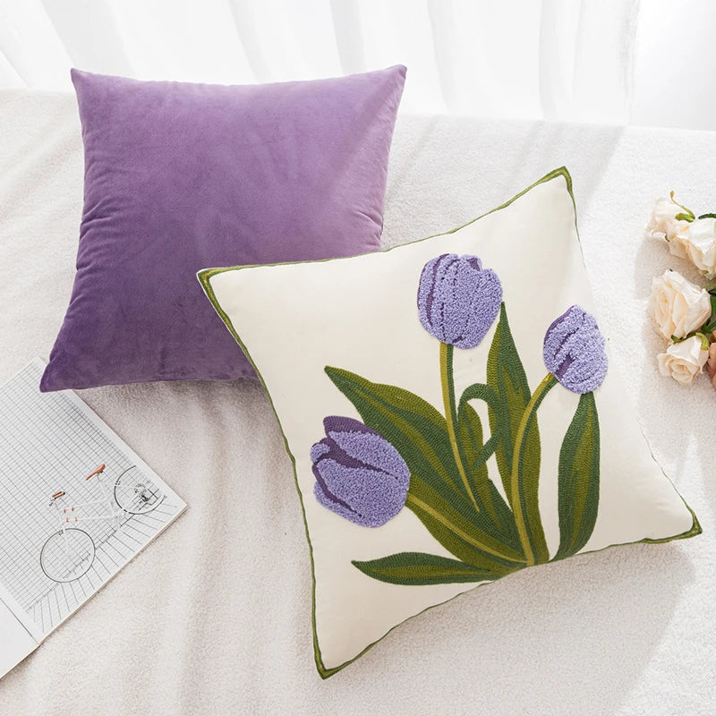 Embroidered Tulip Cushion Cover | Stornfield
