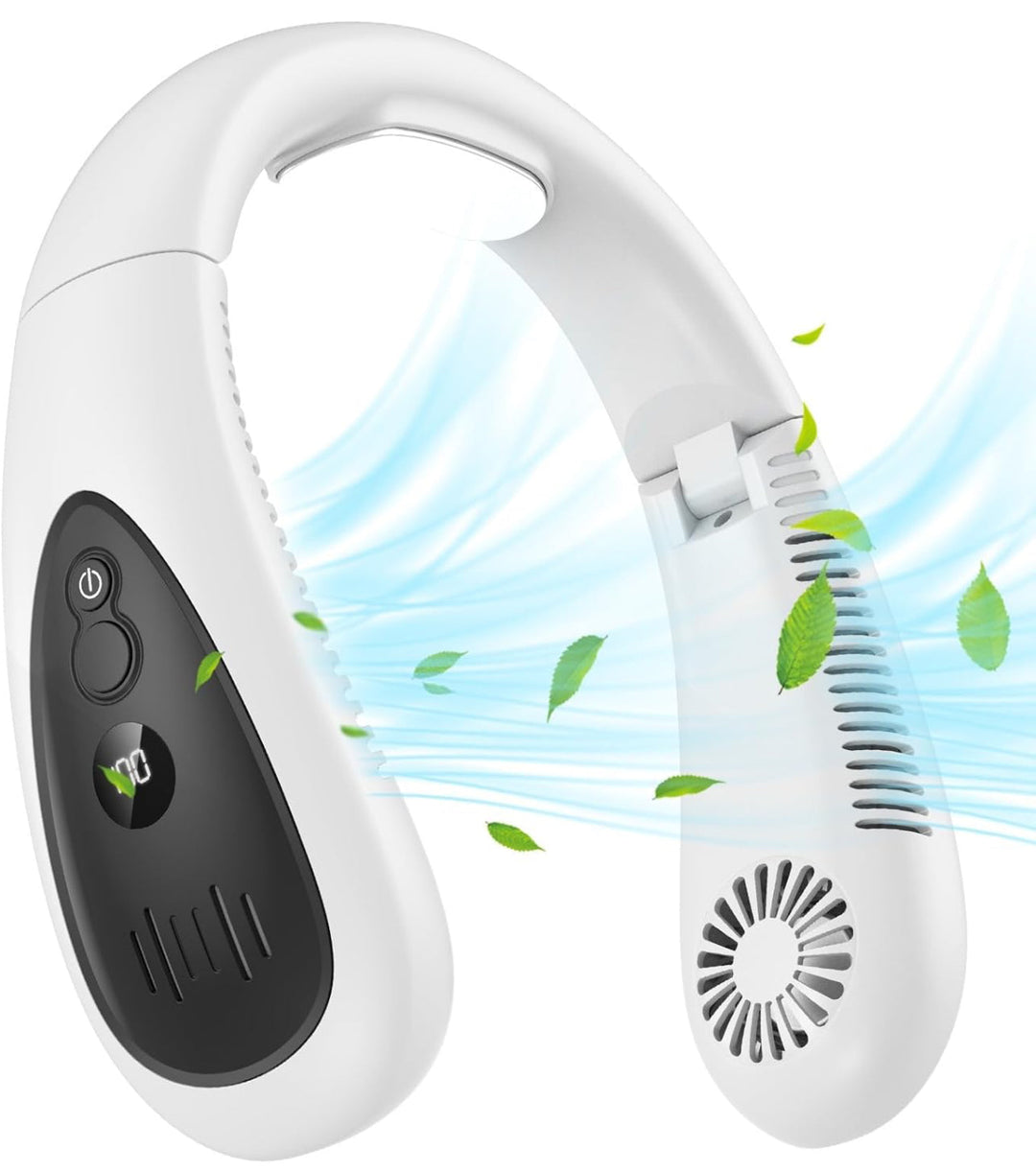 Portable Neck Fan, Hands Free Bladeless Fan, Foldable Wearable Small Personal Fan with 360° Cooling Wind, 3 Speeds Adjustment, Quiet, 4000mAh USB-Rechargeable Battery, No Hair Twisting | Stornfield
