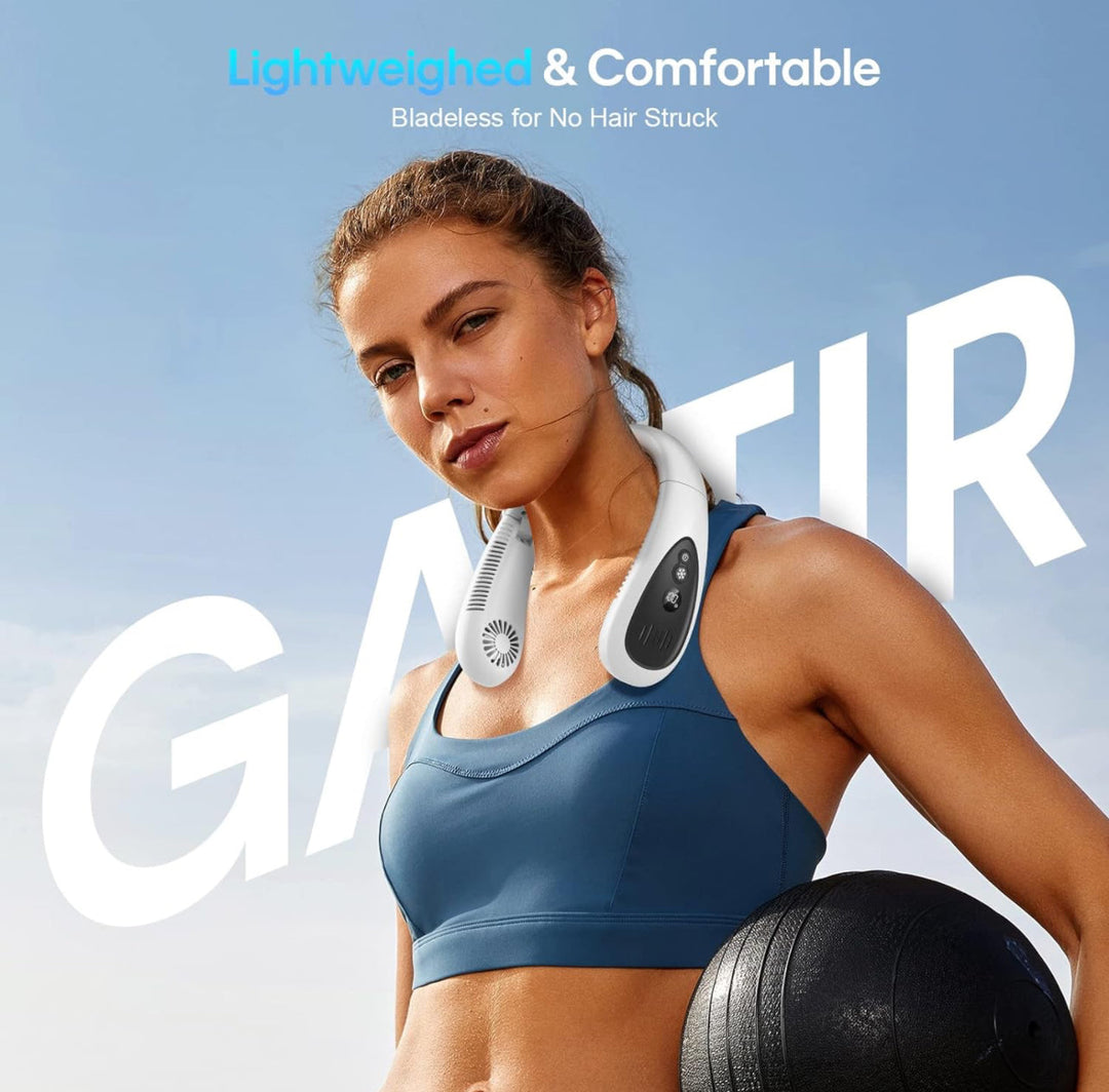 Portable Neck Fan, Hands Free Bladeless Fan, Foldable Wearable Small Personal Fan with 360° Cooling Wind, 3 Speeds Adjustment, Quiet, 4000mAh USB-Rechargeable Battery, No Hair Twisting | Stornfield