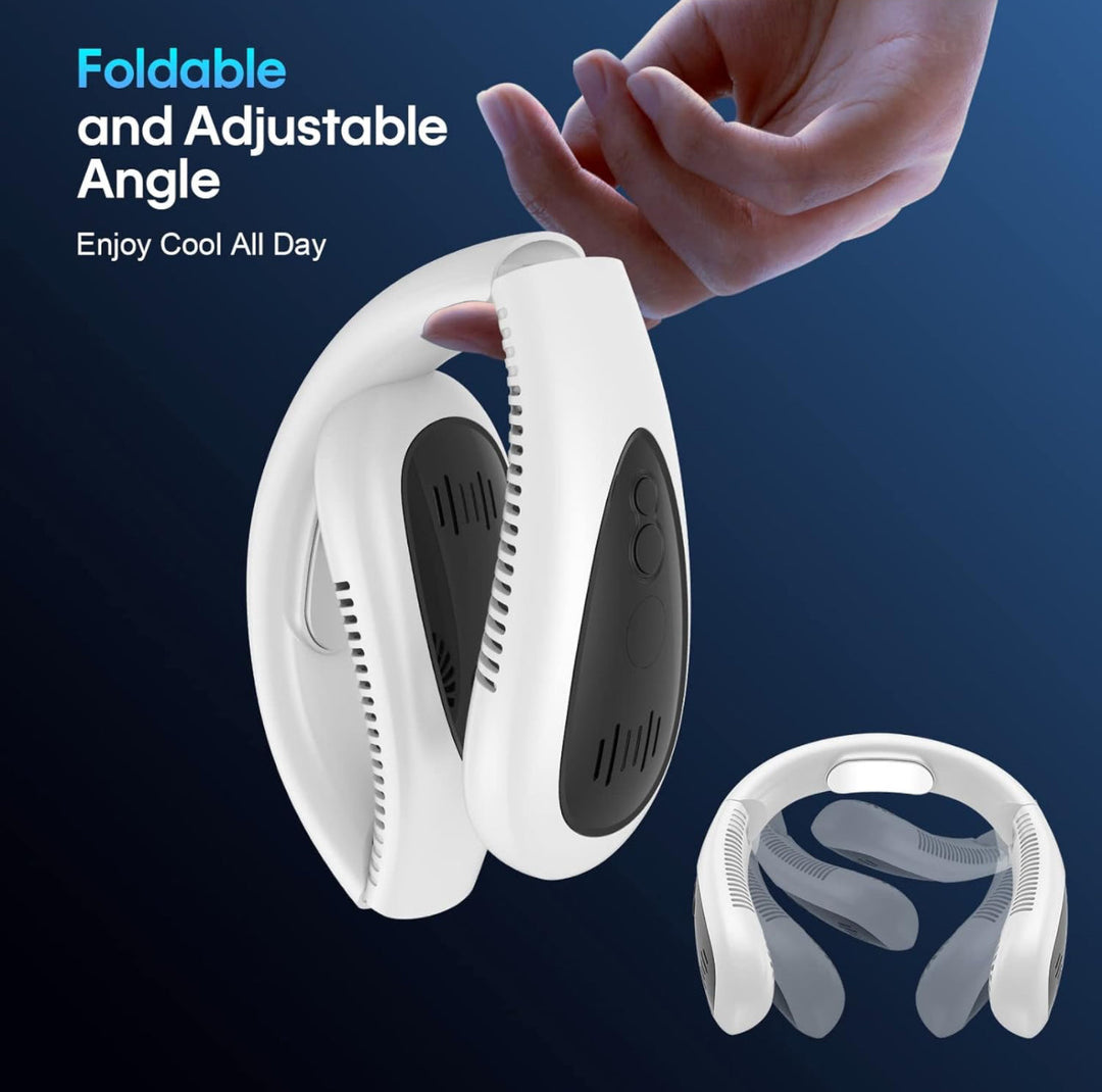 Portable Neck Fan, Hands Free Bladeless Fan, Foldable Wearable Small Personal Fan with 360° Cooling Wind, 3 Speeds Adjustment, Quiet, 4000mAh USB-Rechargeable Battery, No Hair Twisting | Stornfield