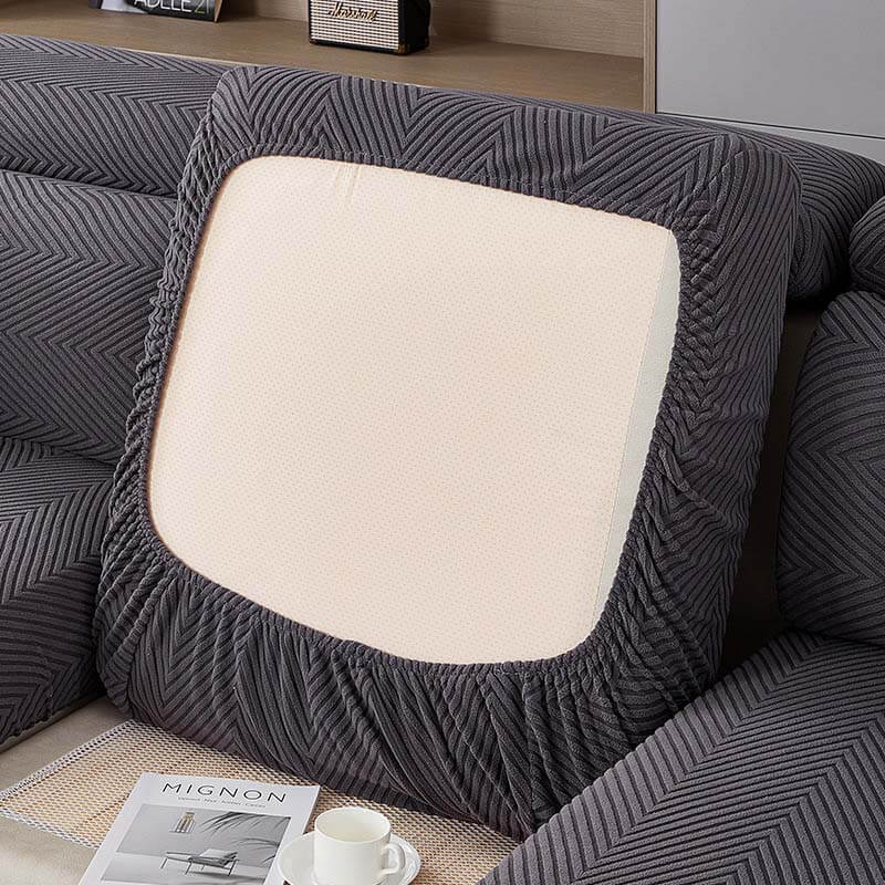 Fully Wrapped Herringbone Couch Cover in Durable Chenille | Stornfield