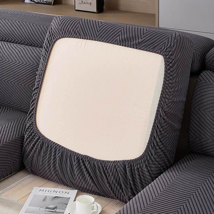 Fully Wrapped Herringbone Couch Cover in Durable Chenille | Stornfield