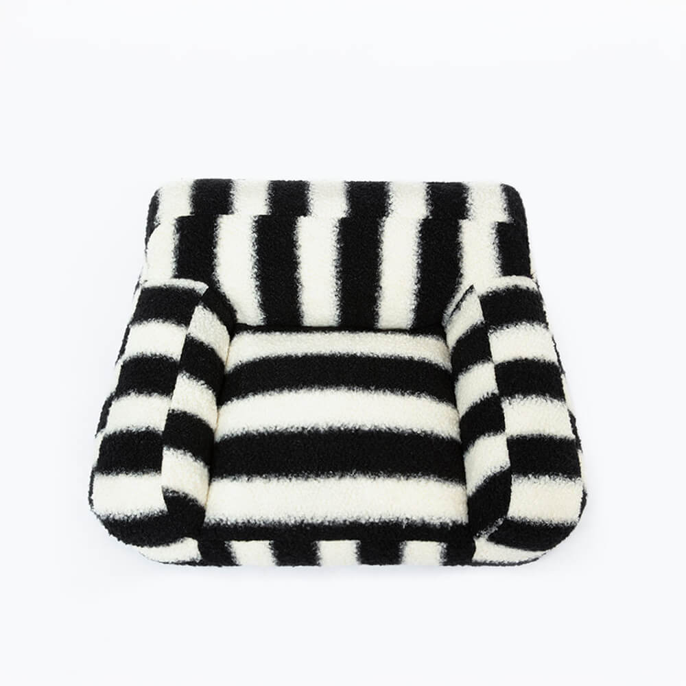 Modern Faux Lambswool Pet Sofa with Wide Armrests and Removable Cushion | Stornfield