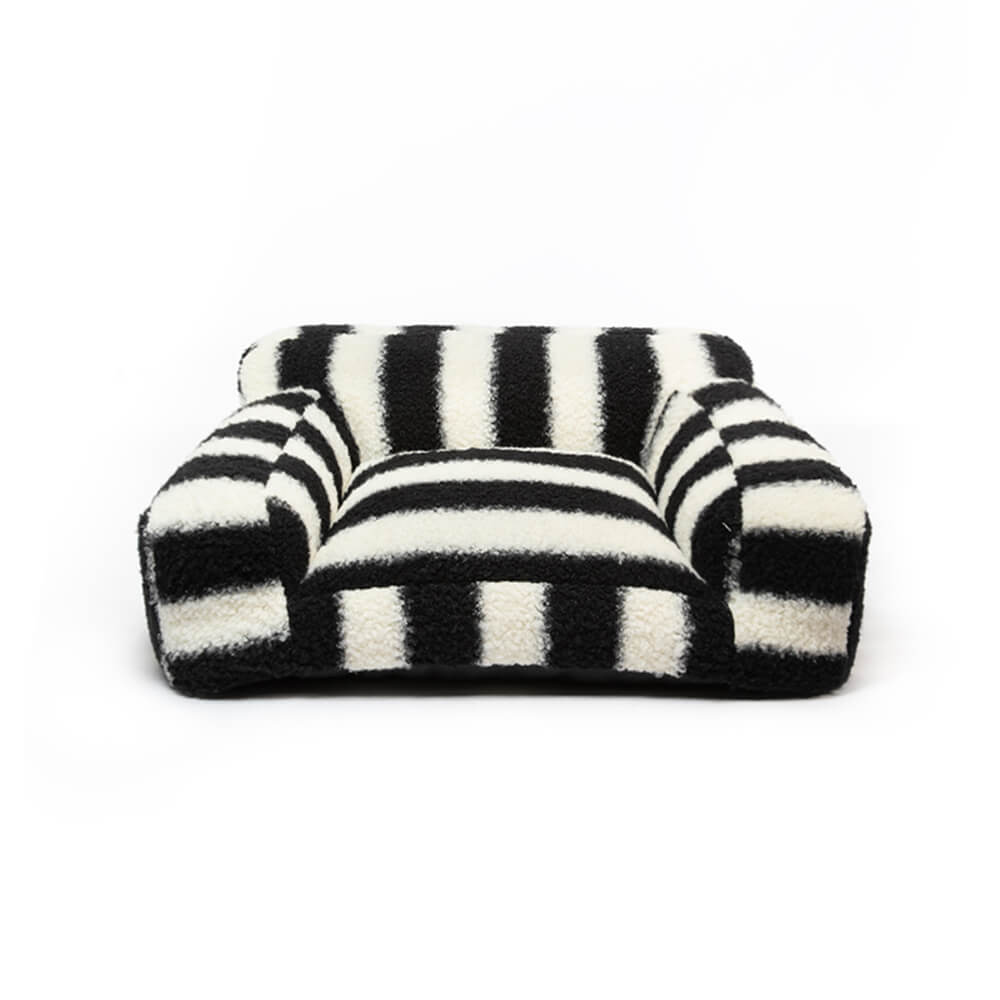Modern Faux Lambswool Pet Sofa with Wide Armrests and Removable Cushion | Stornfield
