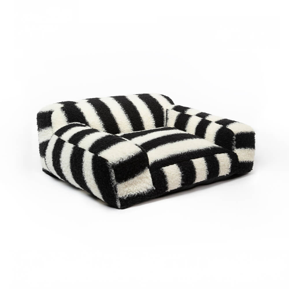 Modern Faux Lambswool Pet Sofa with Wide Armrests and Removable Cushion | Stornfield