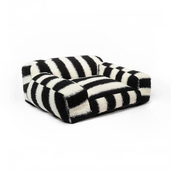 Modern Faux Lambswool Pet Sofa with Wide Armrests and Removable Cushion | Stornfield
