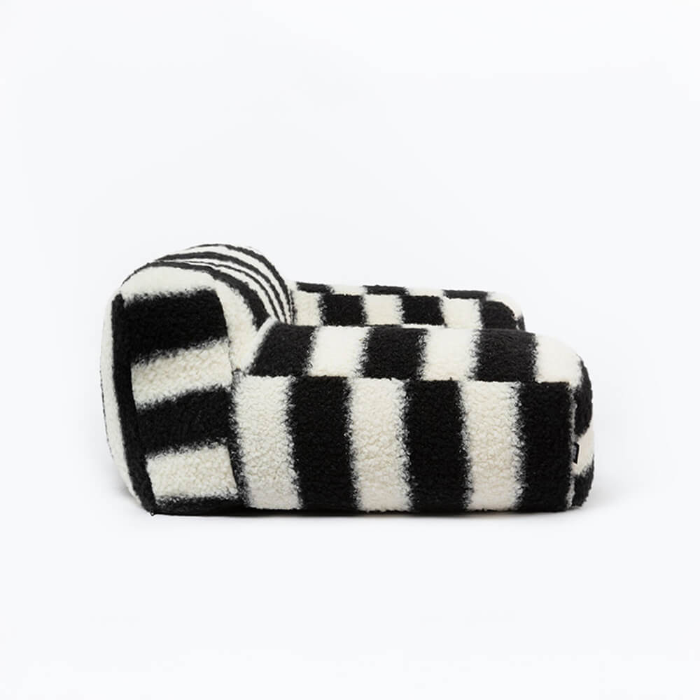 Modern Faux Lambswool Pet Sofa with Wide Armrests and Removable Cushion | Stornfield