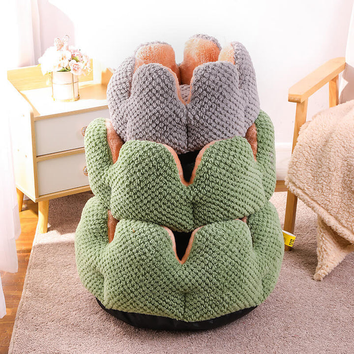 Cactus Shape Comfy Pet Bed Soft Coral Velvet Design | Stornfield