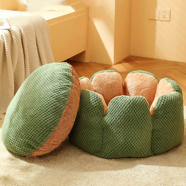 Cactus Shape Comfy Pet Bed Soft Coral Velvet Design | Stornfield