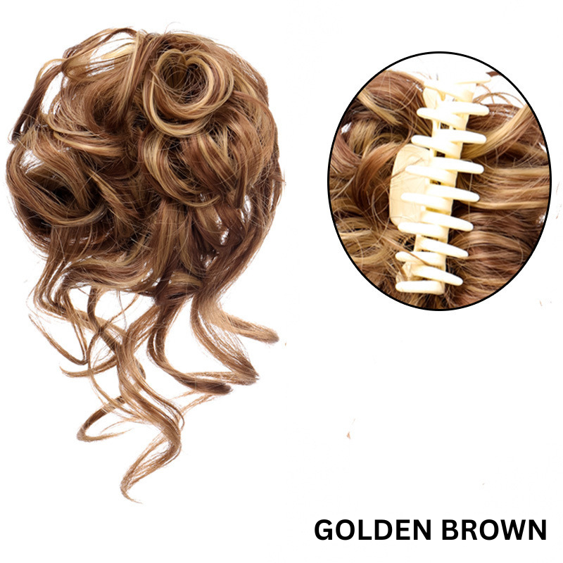 Messy Bun Hair Wavy Curly with Claw Clip Super Natural Look Stornfield