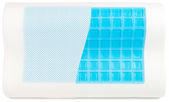 SNAPNAP Gel foam pillow with head recess + cooling gel pads, 50 x 30 cm, height 10 cm, ergonomic and hypoallergenic | Stornfield