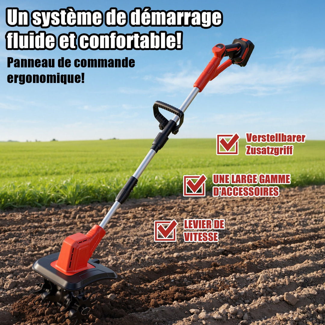 400W Battery Garden Tiller with 2 Batteries Portable | Stornfield