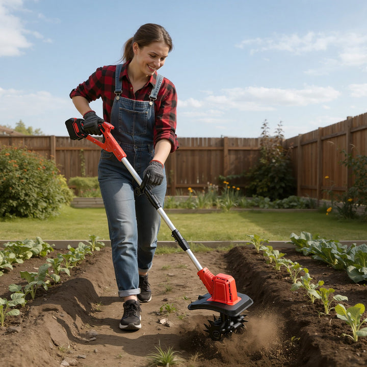 400W Battery Garden Tiller with 2 Batteries Portable | Stornfield