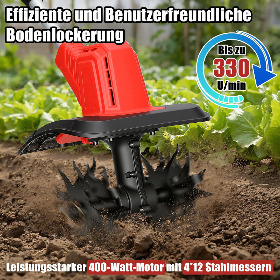 400W Battery Garden Tiller with 2 Batteries Portable | Stornfield