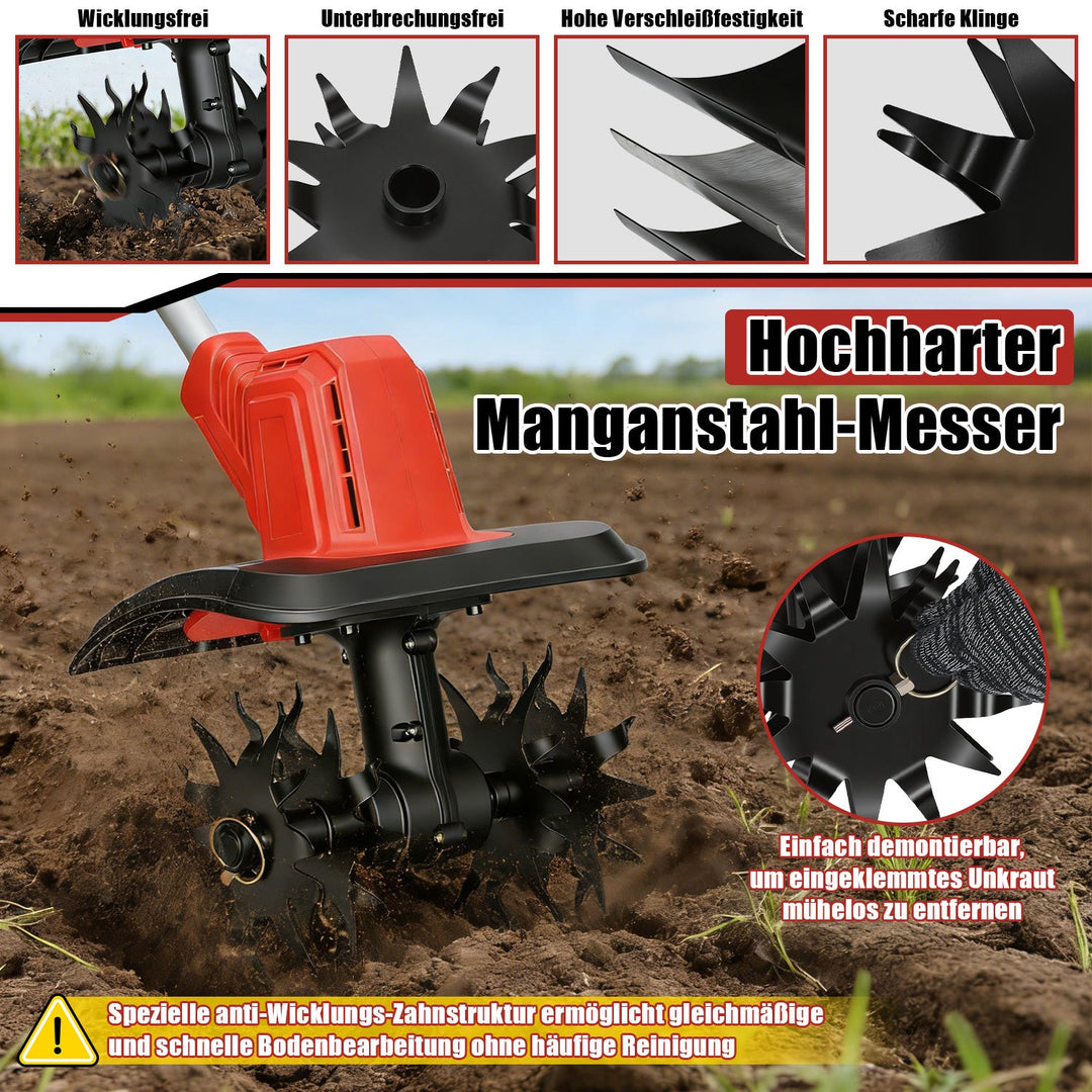 400W Battery Garden Tiller with 2 Batteries Portable | Stornfield