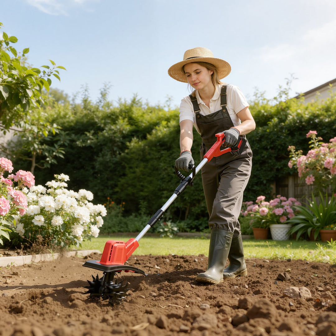 400W Battery Garden Tiller with 2 Batteries Portable | Stornfield