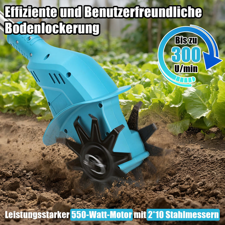550W Battery Garden Cultivator with 2 Batteries Portable | Stornfield