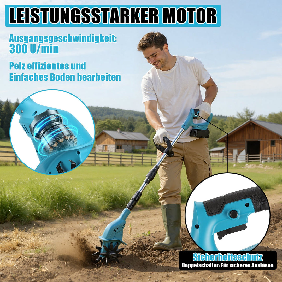 550W Battery Garden Cultivator with 2 Batteries Portable | Stornfield