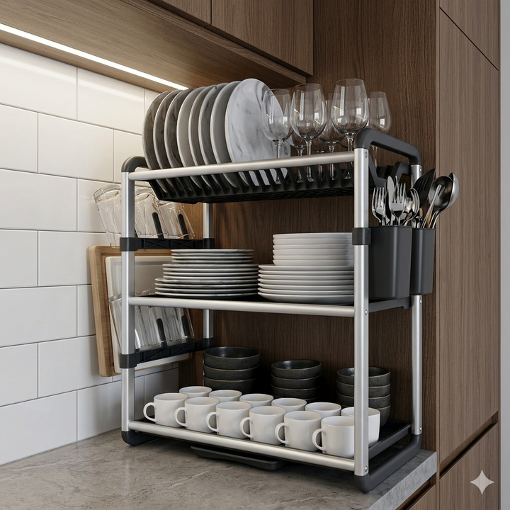 3-tier dish dryer made of aluminum | Stornfield