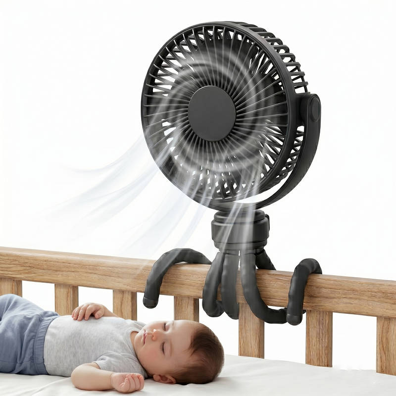 Portable Stroller Fan USB C Rechargeable, 5 Speed Quiet Baby Clip Fan with LED Display 10H Battery for Car Seat Crib Travel | Stornfield