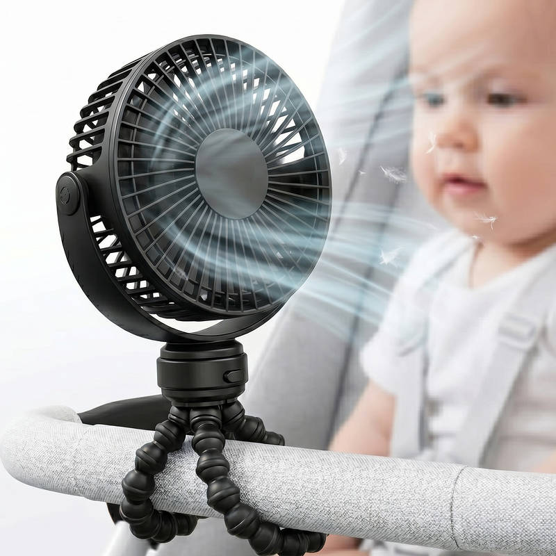 Portable Stroller Fan USB C Rechargeable, 5 Speed Quiet Baby Clip Fan with LED Display 10H Battery for Car Seat Crib Travel | Stornfield