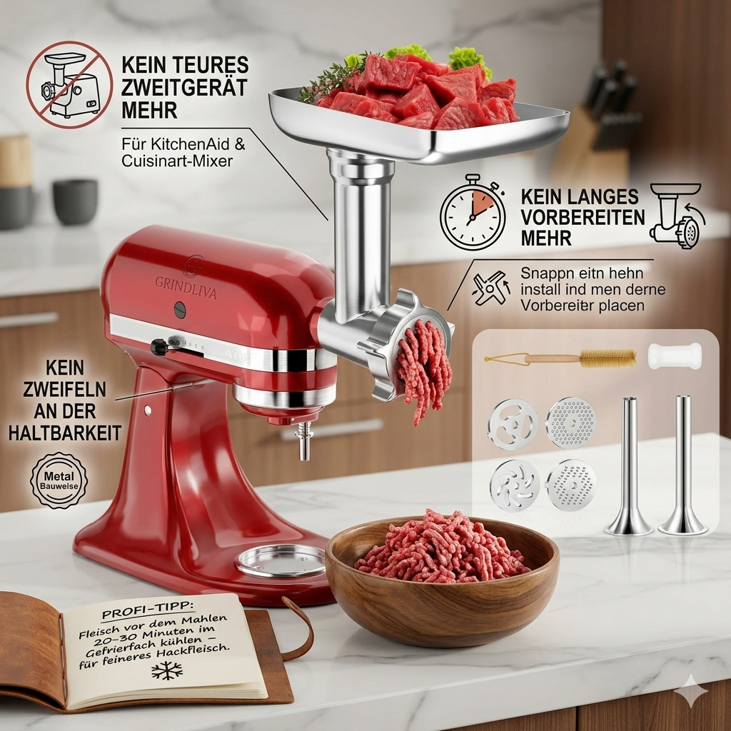 GRINDLIVA Meat Grinder Attachment for KitchenAid | Stornfield