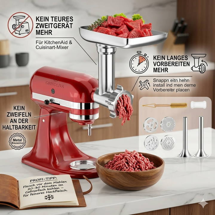 GRINDLIVA Meat Grinder Attachment for KitchenAid | Stornfield