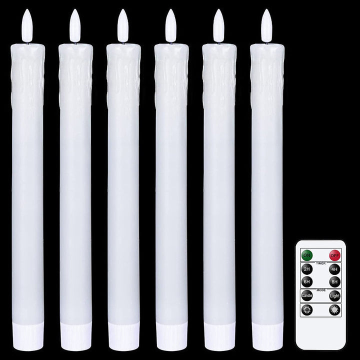 Stornfield | Flameless Flickering Taper Candles with 2 Remotes and Timer, Battery Operated Real Wax 3D Wick Light Candles, Home Wedding Christmas Decoration
