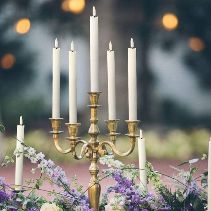 Stornfield | Flameless Flickering Taper Candles with 2 Remotes and Timer, Battery Operated Real Wax 3D Wick Light Candles, Home Wedding Christmas Decoration