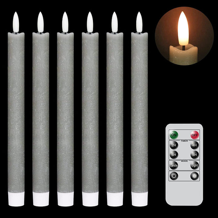 Stornfield | Flameless Flickering Taper Candles with 2 Remotes and Timer, Battery Operated Real Wax 3D Wick Light Candles, Home Wedding Christmas Decoration