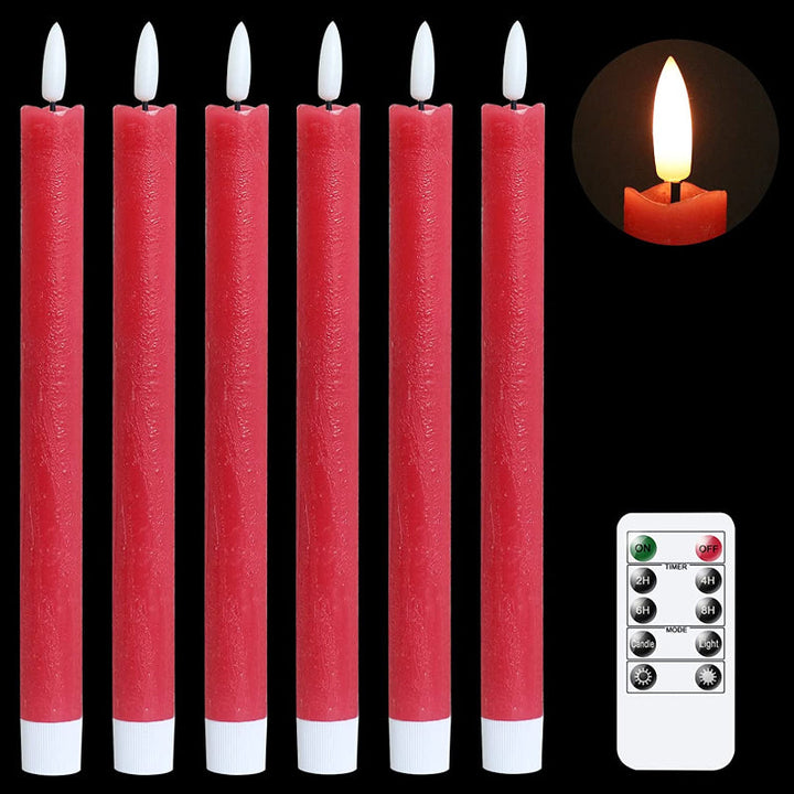 Stornfield | Flameless Flickering Taper Candles with 2 Remotes and Timer, Battery Operated Real Wax 3D Wick Light Candles, Home Wedding Christmas Decoration