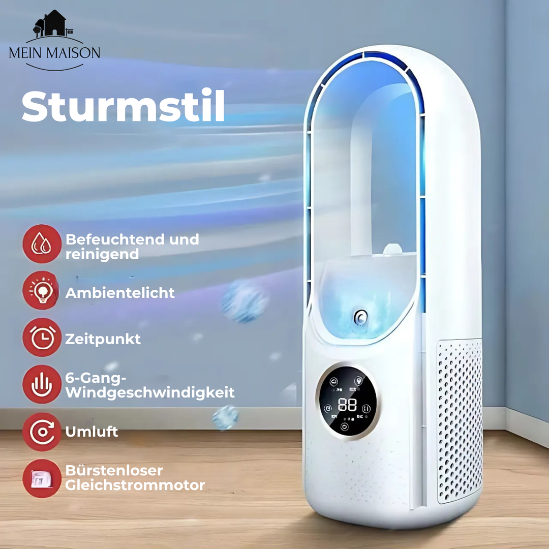 Airevo Air Cooler | Blade-less USB Fan | 6 Levels | Silent & With Timer | Air Humidification | Stornfield