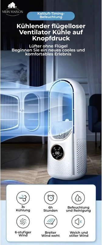 Airevo Air Cooler | Blade-less USB Fan | 6 Levels | Silent & With Timer | Air Humidification | Stornfield