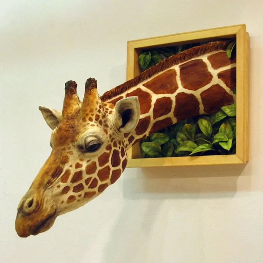 Stornfield | Giraffe head - Wall decoration - 3D sculpture - Lifesize decoration
