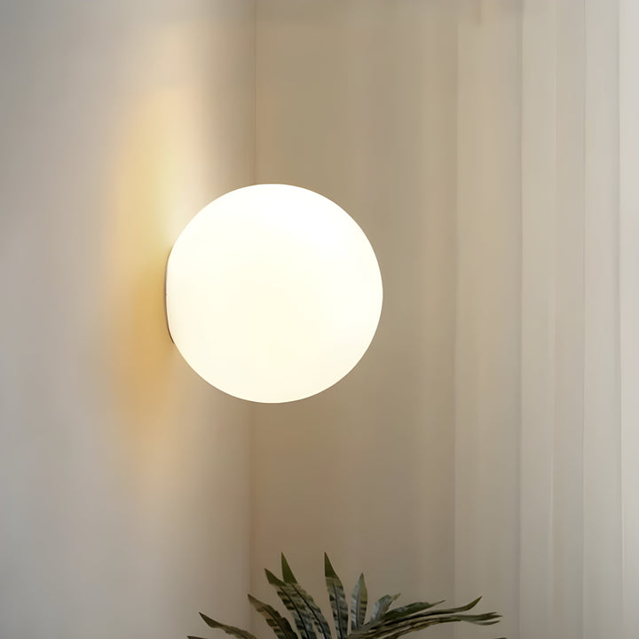 GlasAura Wall Lamp with Matte Glass Ball and Metal Base | Stornfield