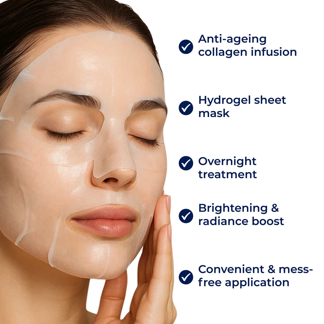 GlowRevive | Collagen Fabric Mask – Overnight Hydrating Treatment – Hydrogel – Stornfield Anti-Aging Skincare