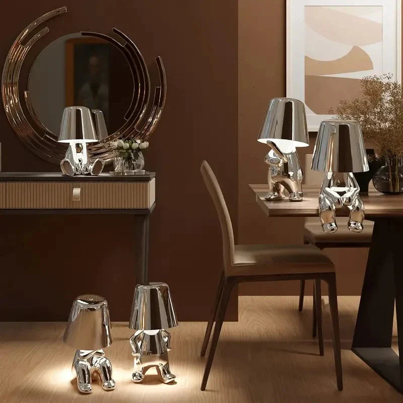 Modern LED table lamp in sculpture design – Decorative statue lamp for living room | Stornfield