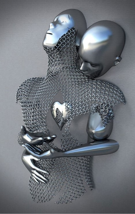Stornfield | Metal Figure Statues Abstract Canvas Painting Styles Wall Art Couples Love Sculpture Poster Print Home Decor Living Room Gifts