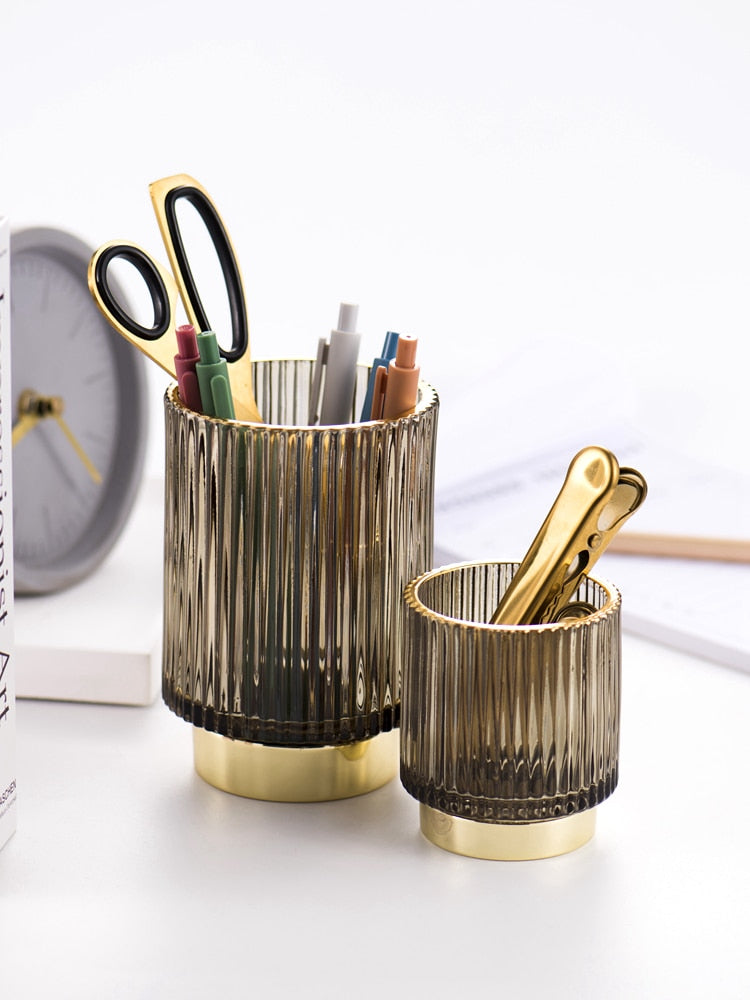 Stornfield | Elise Gold Plated Glass Makeup Halter & Organizer