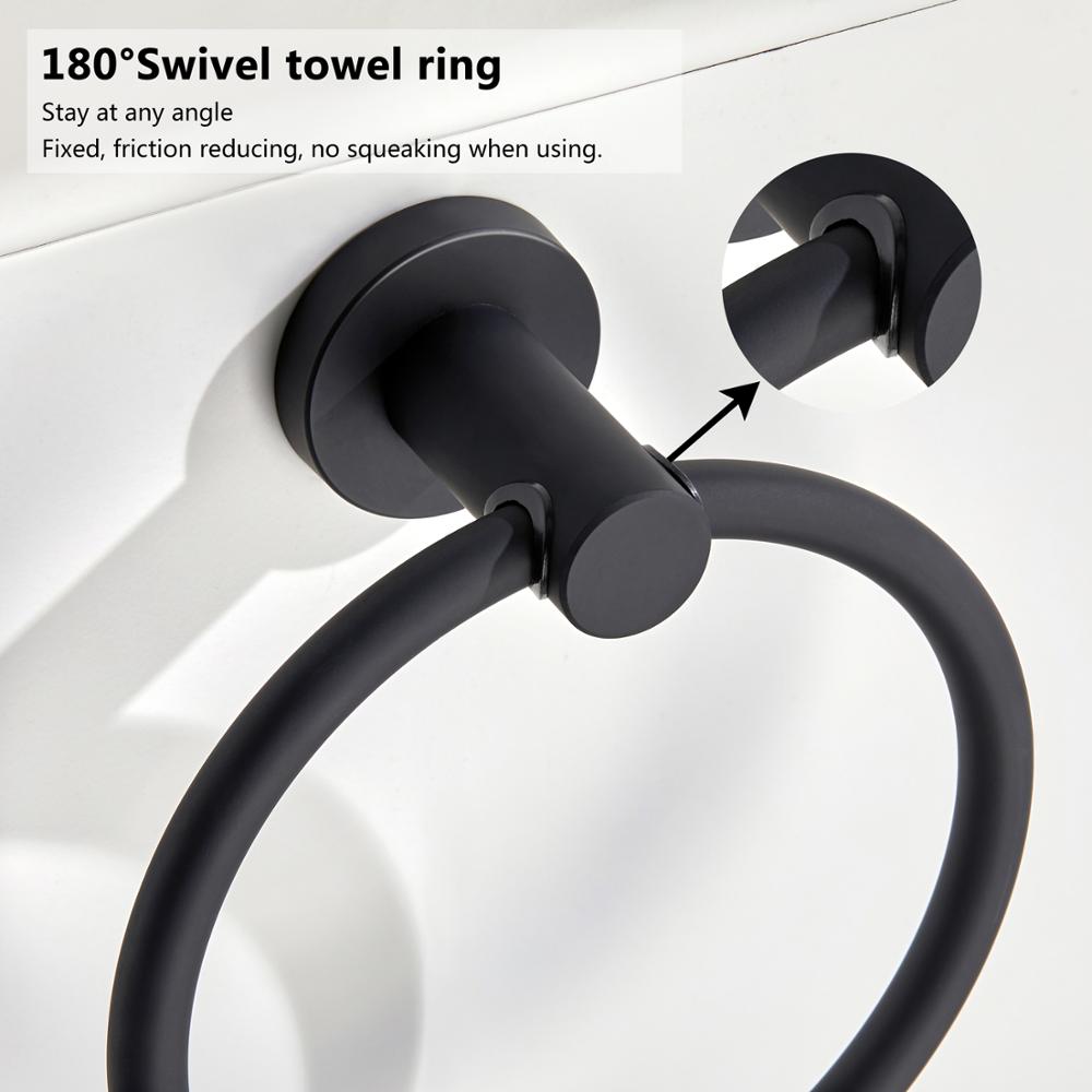 Stornfield | 304 Stainless Steel Towel Ring in Chrome, Simple Round Design, Black, European Bathroom Accessories, Rust-resistant