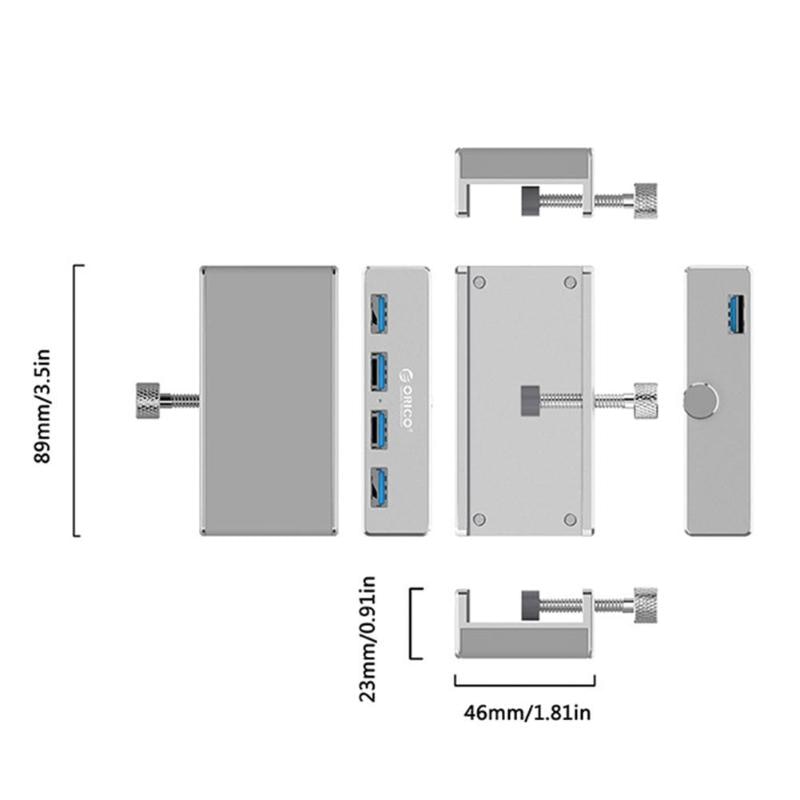 4 Port Clip-Type USB 3.0 Aluminum Hub | Stornfield