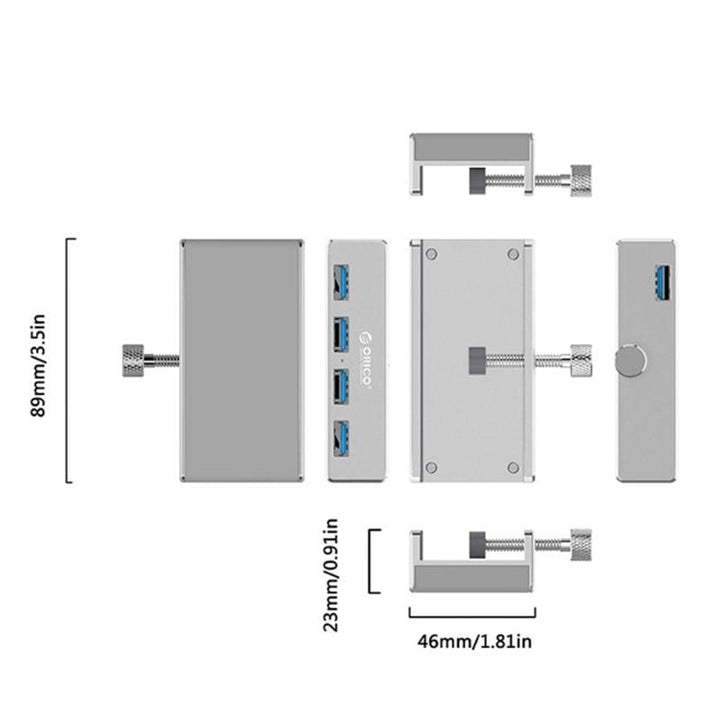 4 Port Clip-Type USB 3.0 Aluminum Hub | Stornfield