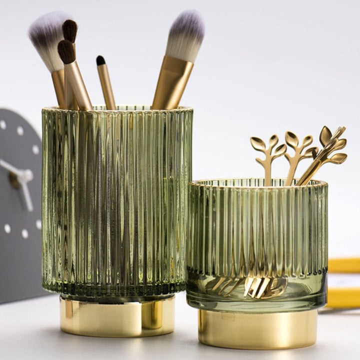 Stornfield | Elise Gold Plated Glass Makeup Halter & Organizer