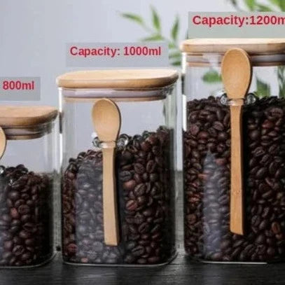 Ensemble de 3 récipients Stornfield en bambou et verre