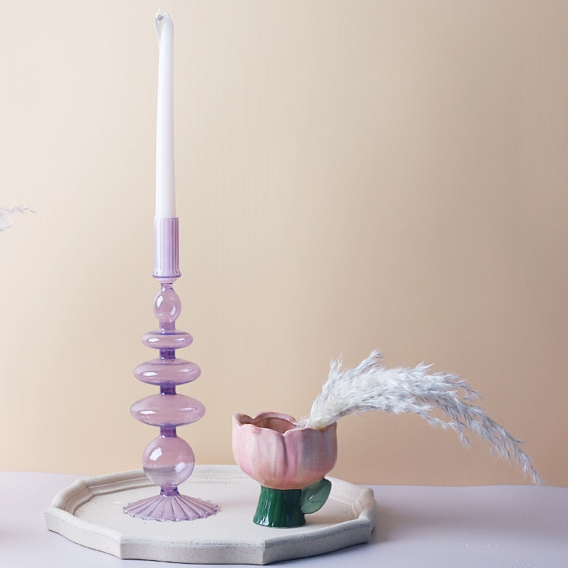 Stornfield | Lilac Glass Candlestick