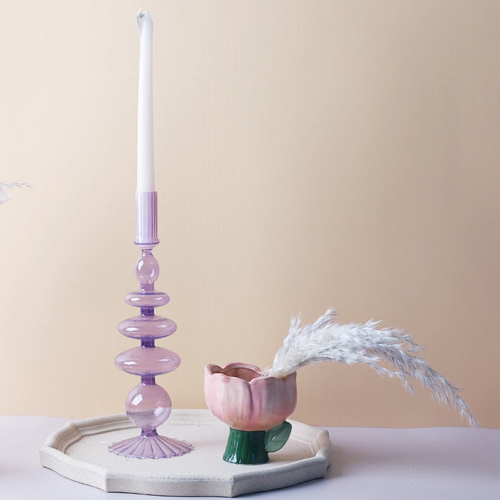Stornfield | Lilac Glass Candlestick