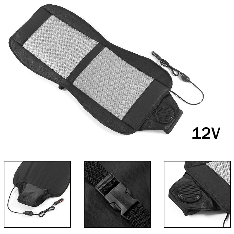 DC 12V 3D Car Seat Cooling Cushion | 8-Fan Ventilated Summer Air Seat for Fast Cooling | Stornfield